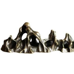 Solid brass mountain desk ornament with rustic bronze finish for office decor