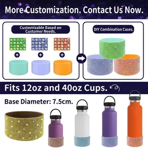 Sparkly rhinestone silicone boot for 12oz-40oz tumblers with colorful protective base