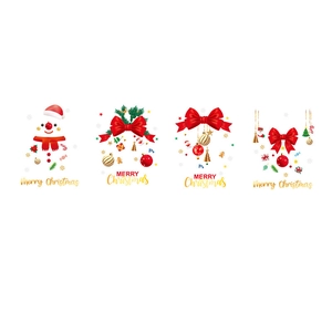 Festive Merry Christmas static window stickers featuring snowmen, bells and elk patterns
