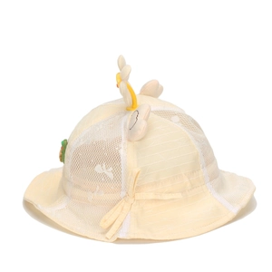 Chapeau de soleil jaune pour bébé avec mesh respirant et oreilles d'animaux mignonnes