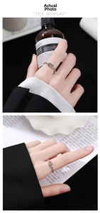 Detail of twisted knot S925 sterling silver ring worn by model with minimalist styling