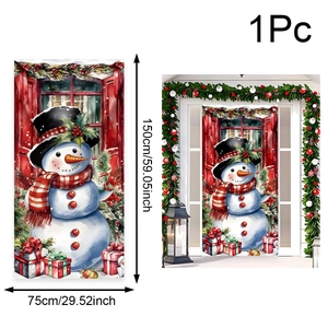 Striscione natalizio con pupazzo di neve per esterni con dimensioni 150x75cm e mockup