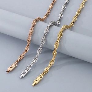 Collier Chaîne Torsadée Plaqué Or Acier Inoxydable Hiphop Minimaliste Bijoux De Mode Pour Hommes Femmes Unisexe Accessoire