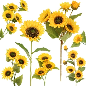 Artificial Sunflower Simulation Flower Satin Plastic Long Stem Home Office Decoration Pastoral Vivid Decor Photography Ornament