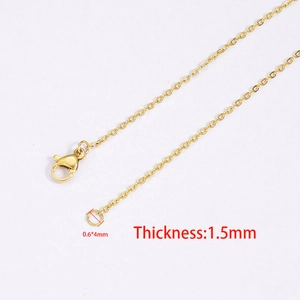 50cm 18k gold plated stainless steel cross chain with 1.5mm thickness and lobster clasp