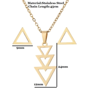Parure de bijoux en acier inoxydable doré avec collier triangle et boucles d'oreilles