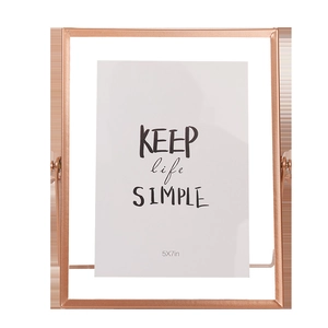 Modern rose gold metal frame with double-sided glass for 5x7 inch photos