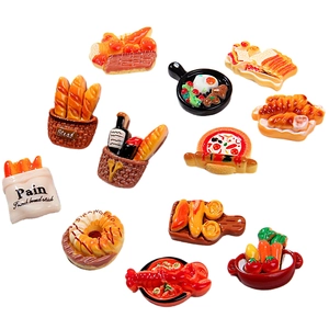 Miniature resin food collection with assorted bread and snacks for DIY fridge magnets