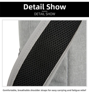 Close-up of padded picnic backpack straps with breathable black honeycomb mesh design