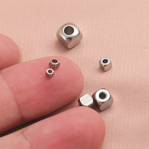 Polished stainless steel square spacer beads in three sizes for DIY jewelry making