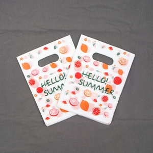 20x25cm plastic gift bag with Hello Summer fruit patterns and convenient handle