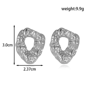Irregular geometric silver earrings made of stainless steel with size measurements