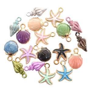 Colorful ocean themed starfish and seashell alloy charms for DIY jewelry making