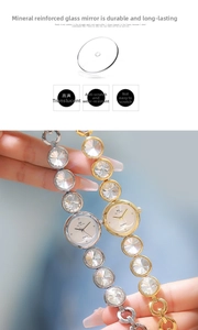 Vue détaillée de montres de mode avec bracelet en cristal et verre minéral renforcé