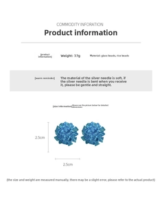 Detailed specs of 7.7g blue cluster glass bead earrings with 2.5cm size details