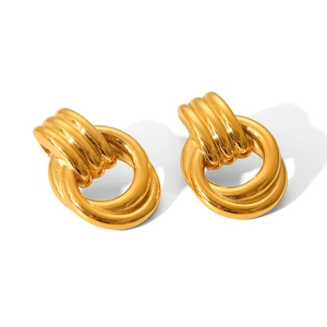 Minimalist 18k gold plated stainless steel earrings with twisted rope knot design