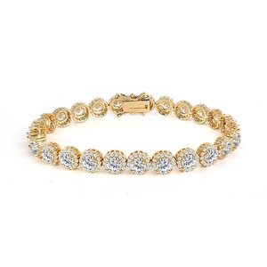 Luxurious gold-plated tennis bracelet featuring a single row of sparkling round zircons