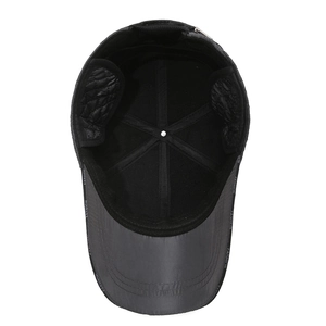 Men's winter flat cap with warm ear flaps and thick lining in dark grey windproof fabric