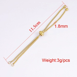 Gold stainless steel DIY adjustable slider chain bracelet with beads for jewelry making