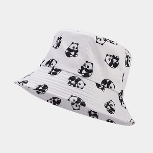 Panda Full Print Cotton Canvas Bucket Hat Outdoor Sun Protection Casual Wide Brim Cap Unisex