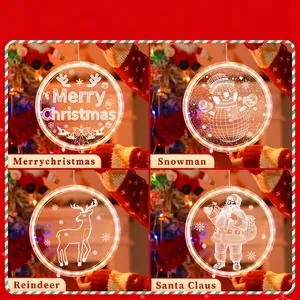 Christmas LED acrylic hanging lights set with Snowman Reindeer and Santa Claus patterns