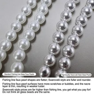Quality comparison of round white glass faux pearl beads with high pearl luster finish