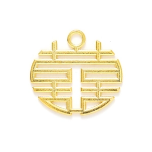 Golden Chinese Double Happiness metal pendant for wedding favor box decoration