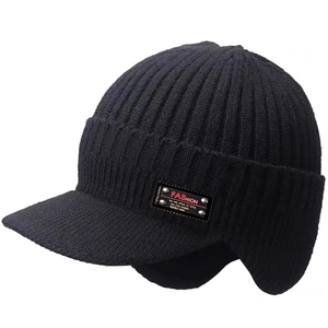 Winter Beanie Hat And Neck Gaiter Acrylic Knitted Fleece Lined Windproof Thickened Visor Earflaps Warm Outdoor Riding