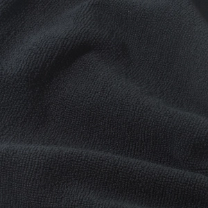 Close-up of the ultra-soft black absorbent microfiber fabric texture on hair towel
