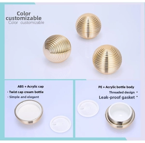 Detailed structure of 30g gold acrylic cream jar with screw cap and leak-proof gasket