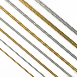 Poliertes Schlangenknochen-Armband aus Edelstahl in Gold und Silber in diversen Breiten