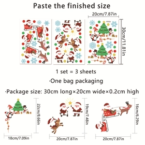 Cartoon Christmas wall stickers set with Santa Claus and tree including size dimensions