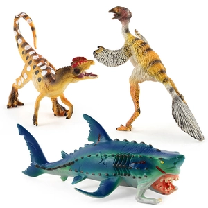 Realistic Dinosaur Dilophosaurus Fantasy Shark Monster Fish Plastic Figurine Educational Toy Movable Jaw Kids Gift