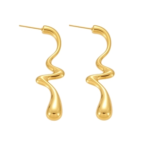 Boucles d'oreilles clous en acier inoxydable plaqué or 18 carats forme de goutte