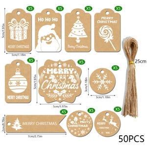 Kraft Paper Christmas Gift Tags With Jute Twine White Christmas Print Decorative Labels For Holiday Gift Wrapping And Party Ornament