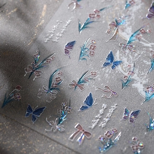 Holographic Laser Nail Art Stickers Butterfly Flower Design Self Adhesive Manicure Decals DIY Beauty Decoration For Women