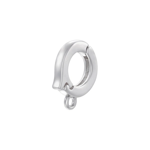 Macro shot of silver plated round spring jewelry clasp with high polish for DIY bracelets