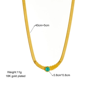 Elegant gold snake chain necklace with a turquoise butterfly pendant for women