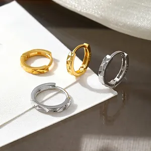 Diamond-cut S925 sterling silver geometric hoop earrings in gold and silver finish