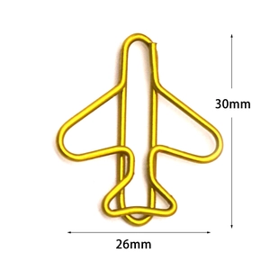 Creative gold airplane shaped paperclip 30mm x 26mm made of premium metal wire