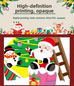 Close-up of thick PVC Christmas stickers featuring Santa and Snowman digital printing