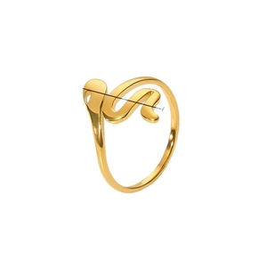 Minimalist snake-shaped gold ring in polished stainless steel with stylish fluid design