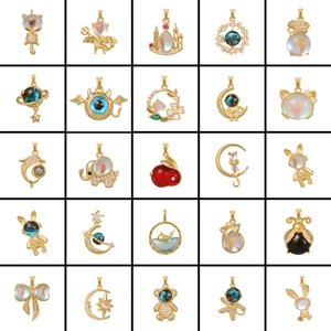 Animal Galaxy Pendant Necklace Titanium Steel Gold Plated Aurora Stone Star Moon Jewelry For Women Girls