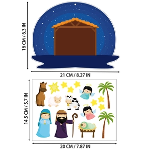 Spécifications détaillées des dimensions pour autocollants DIY de crèche de Noël