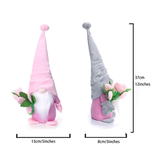 Plush gnome Mother's Day gift doll with tulip 37cm height dimensions and size details