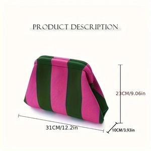 Tabella delle dimensioni della pochette a righe con lunghezza 31cm e altezza 23cm