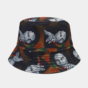 Cappello da pescatore graffiti con stampa Bob Marley e design reversibile a doppia faccia