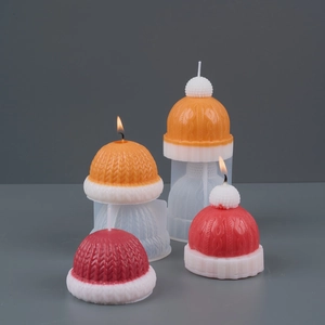 Silikonform für Strickmützen-Duftkerzen mit detaillierter Strickstruktur zu Weihnachten