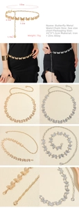Detail of metal butterfly waist chain with adjustable lobster clasp for dresses
