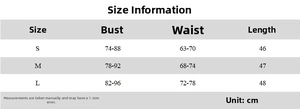 Tableau détaillé des tailles pour le débardeur asymétrique avec buste et taille